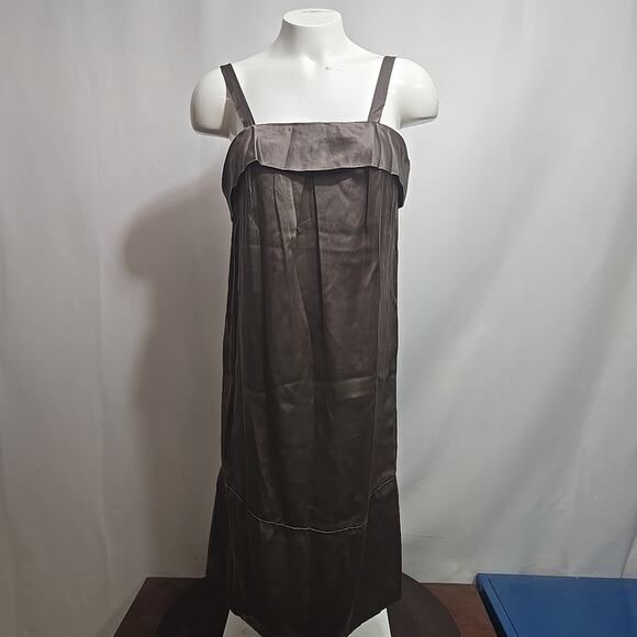 Lee Mathews Slip Dress Womens Size 1 Light Brown Silk Sleeveless Australian Made - Picture 1 of 10